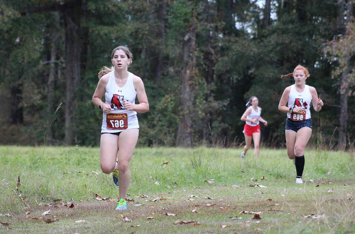 Woman competing in race